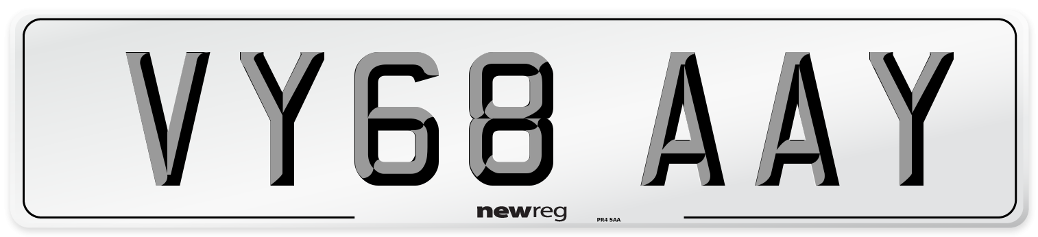 VY68 AAY Number Plate from New Reg